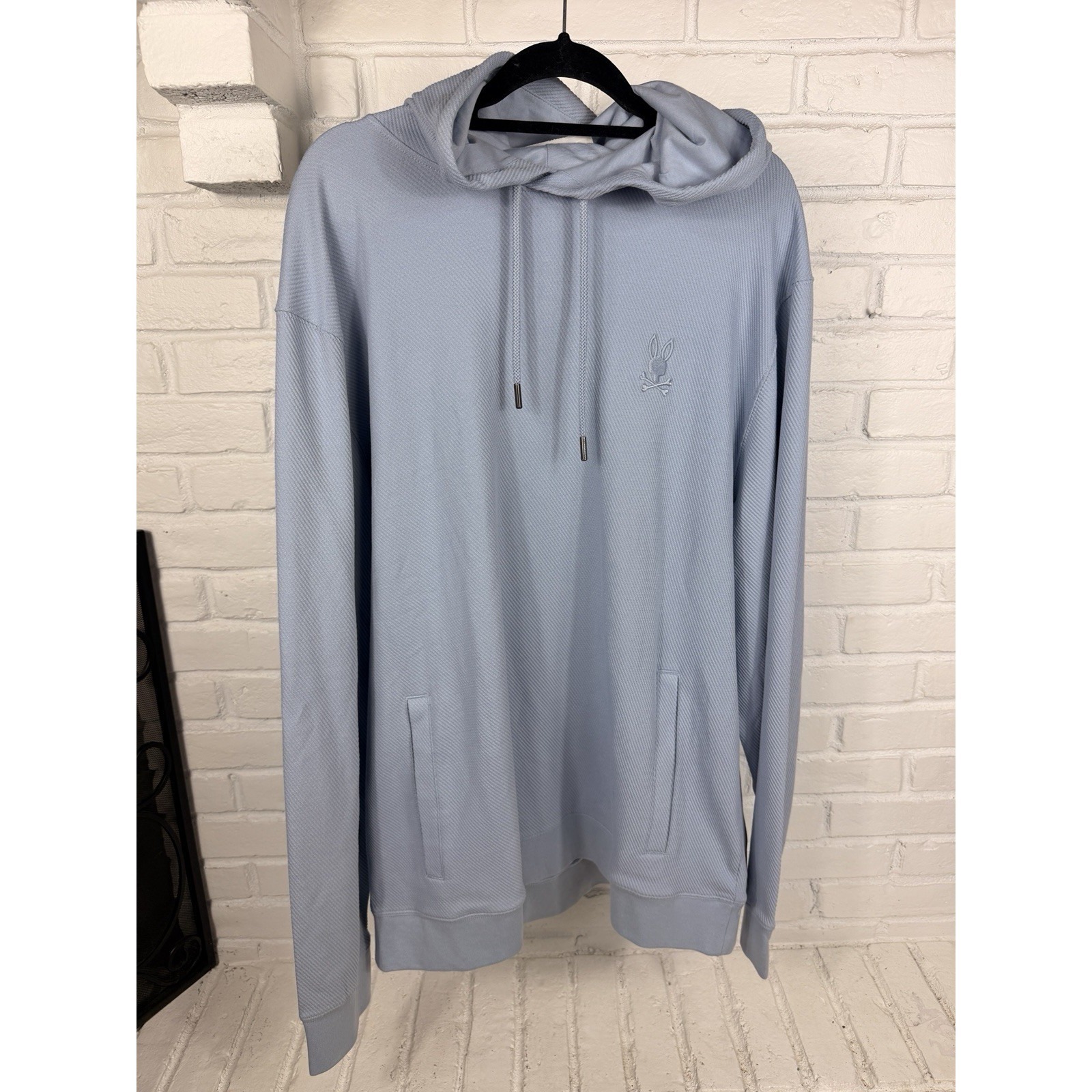 Psycho Bunny Kendrick Textured Hoodie Mens Xxxl 3xl Blue Tonal Logo Luxury